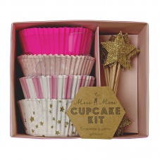 Pink Cupcake Kit Paper Cases & Star Toppers By Meri Meri